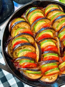 Ratatouille in a cast iron skillet