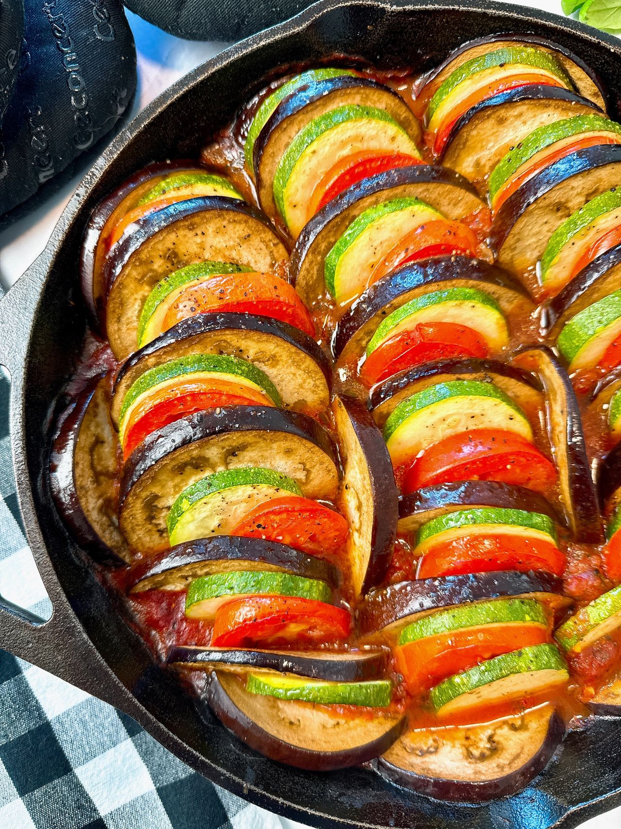 Ratatouille in a cast iron skillet
