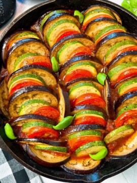 Ratatouille in a cast iron skillet