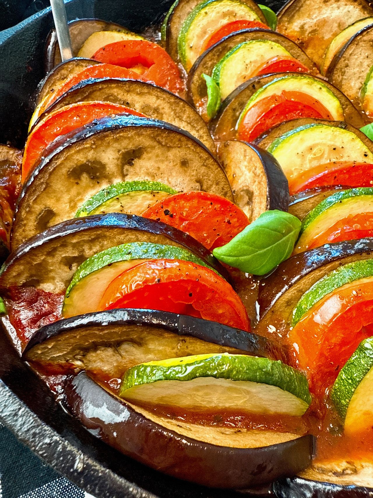 Ratatouille in a cast iron skillet