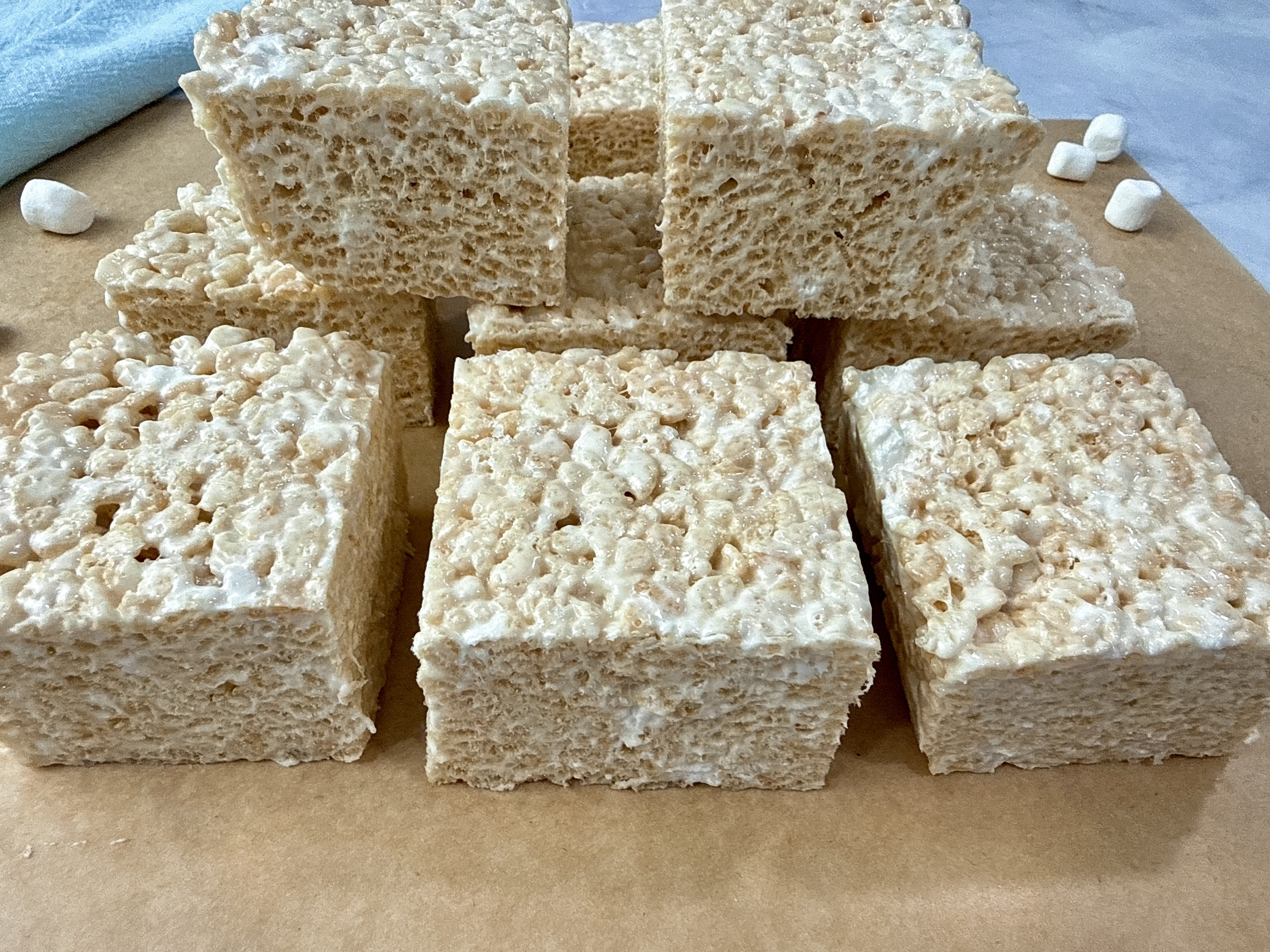rice krispie treats on parchment paper