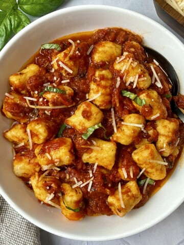 homemade gnocchi in tomato sauce