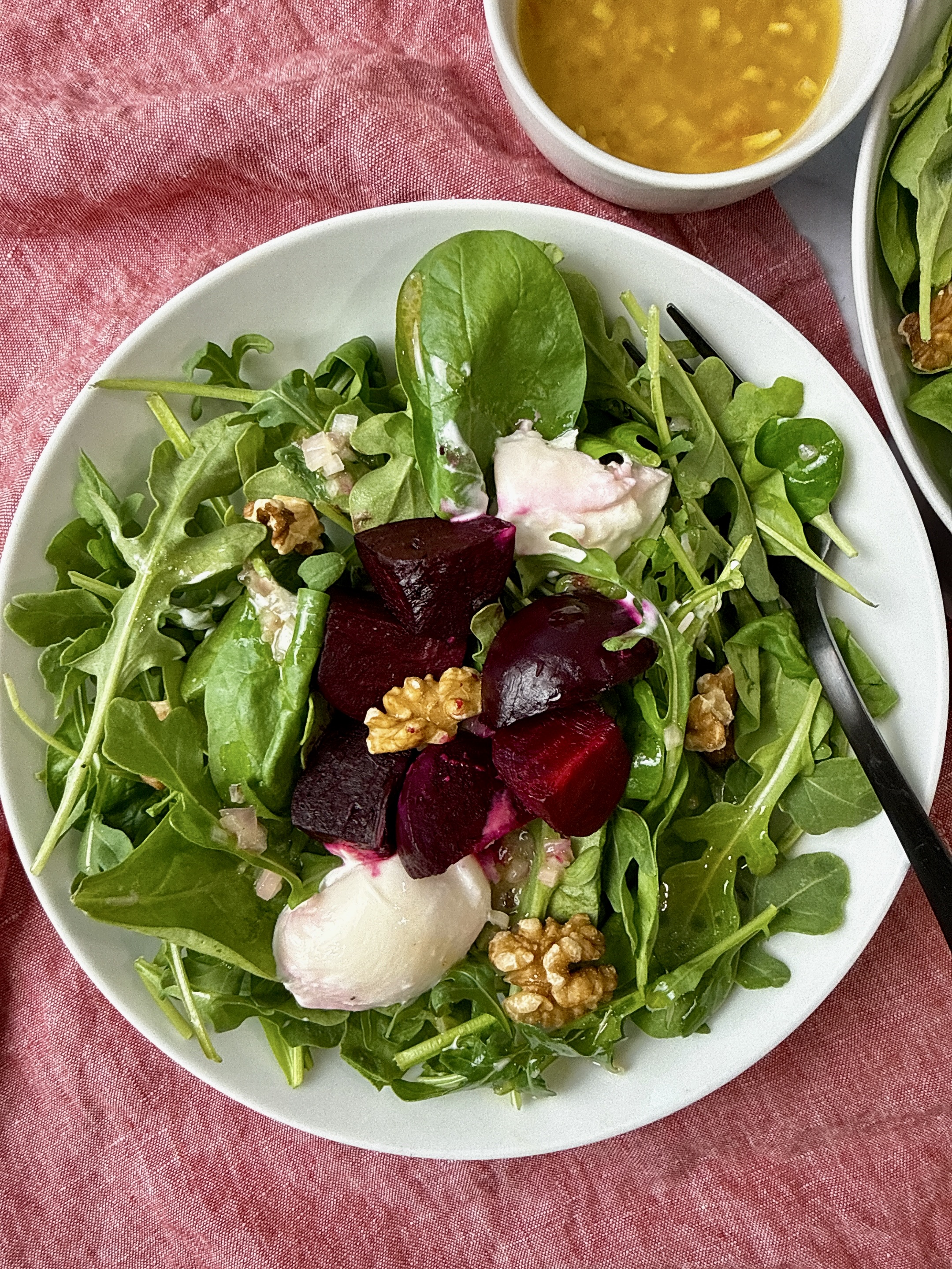 roasted beet and burrata salad