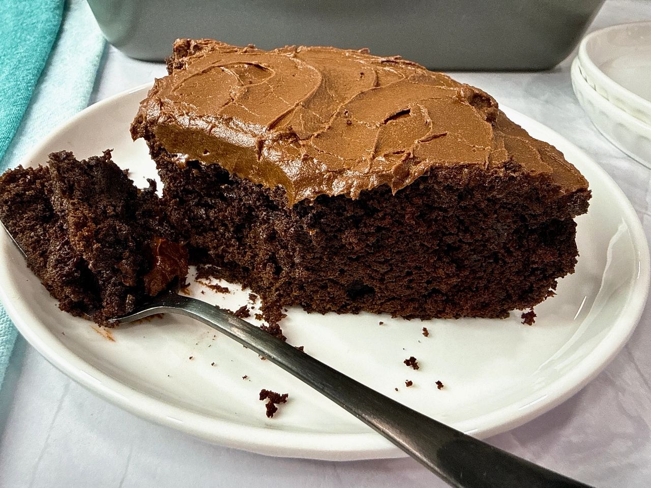 Chocolate Mayonnaise Cake Chocolate Mayonnaise Cake on a white plate
