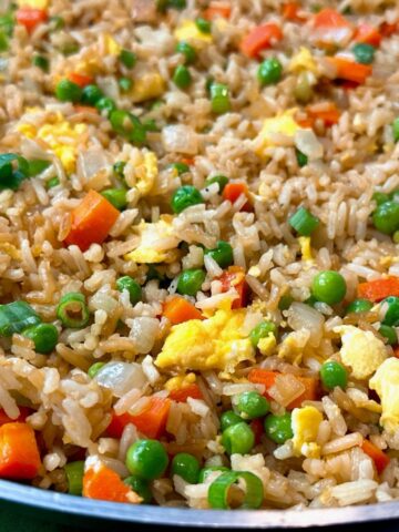 Fried rice in a skillet