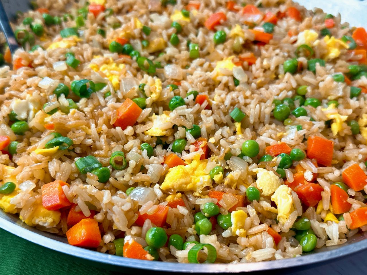 Fried rice in a skillet