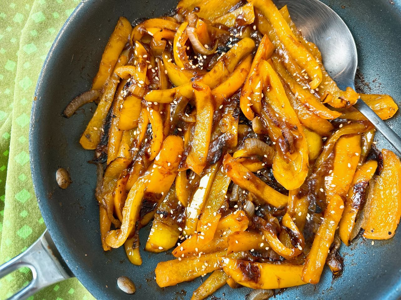 Teriyaki Bell Peppers teriyaki bell peppers in a skillet