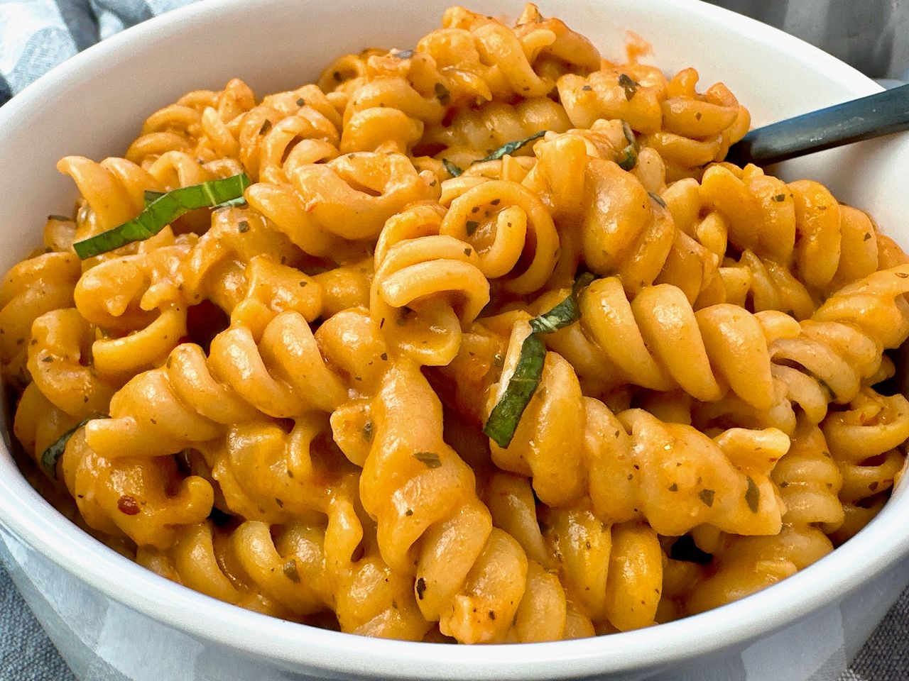 One Pan Creamy Pesto Pasta pasta with pesto cream sauce