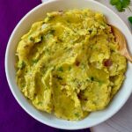 smashed plantain dip in a bowl