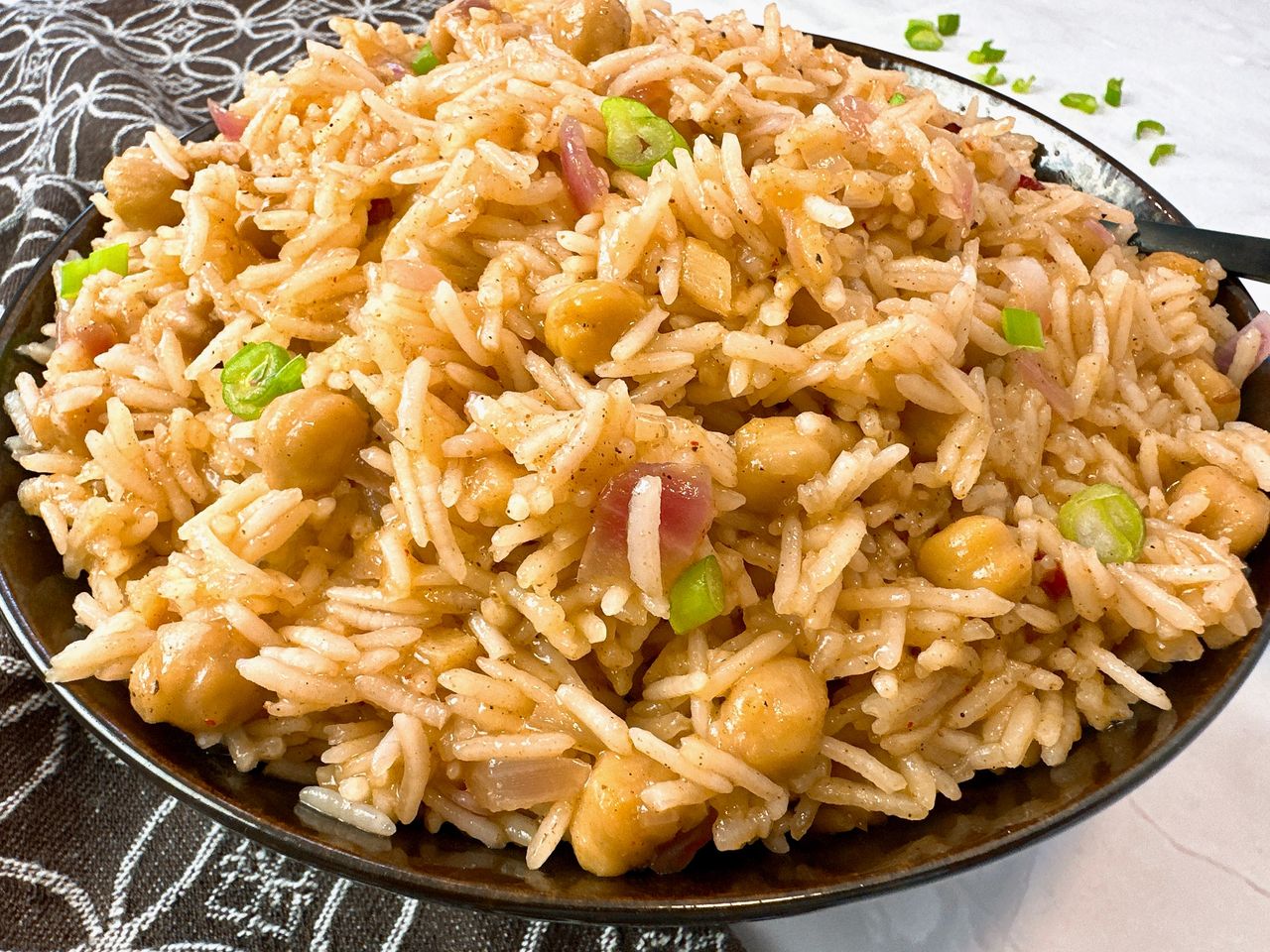 Mango Rice mango rice in a brown bowl