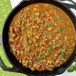 beef and beans in a skillet