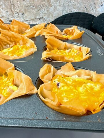 ham and cheddar filo cups