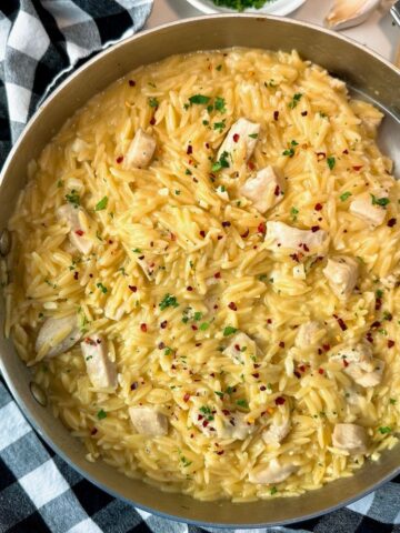 garlic butter chicken and orzo