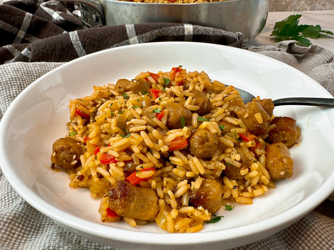 Dirty Rice sausage and rice skillet