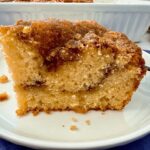 slice of coffee cake on white plate