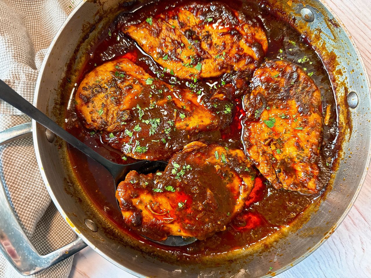 barbecue chicken in a skillet