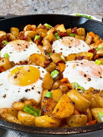 potato hash with baked eggs