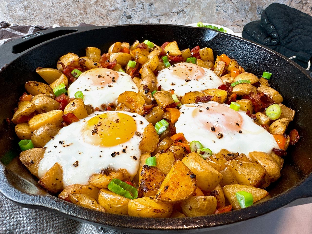 Potato Hash with Baked Eggs