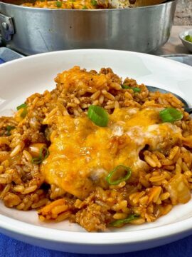 sausage and rice with cheese