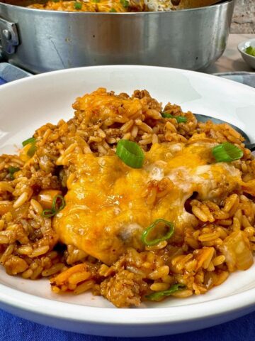 sausage and rice with cheese