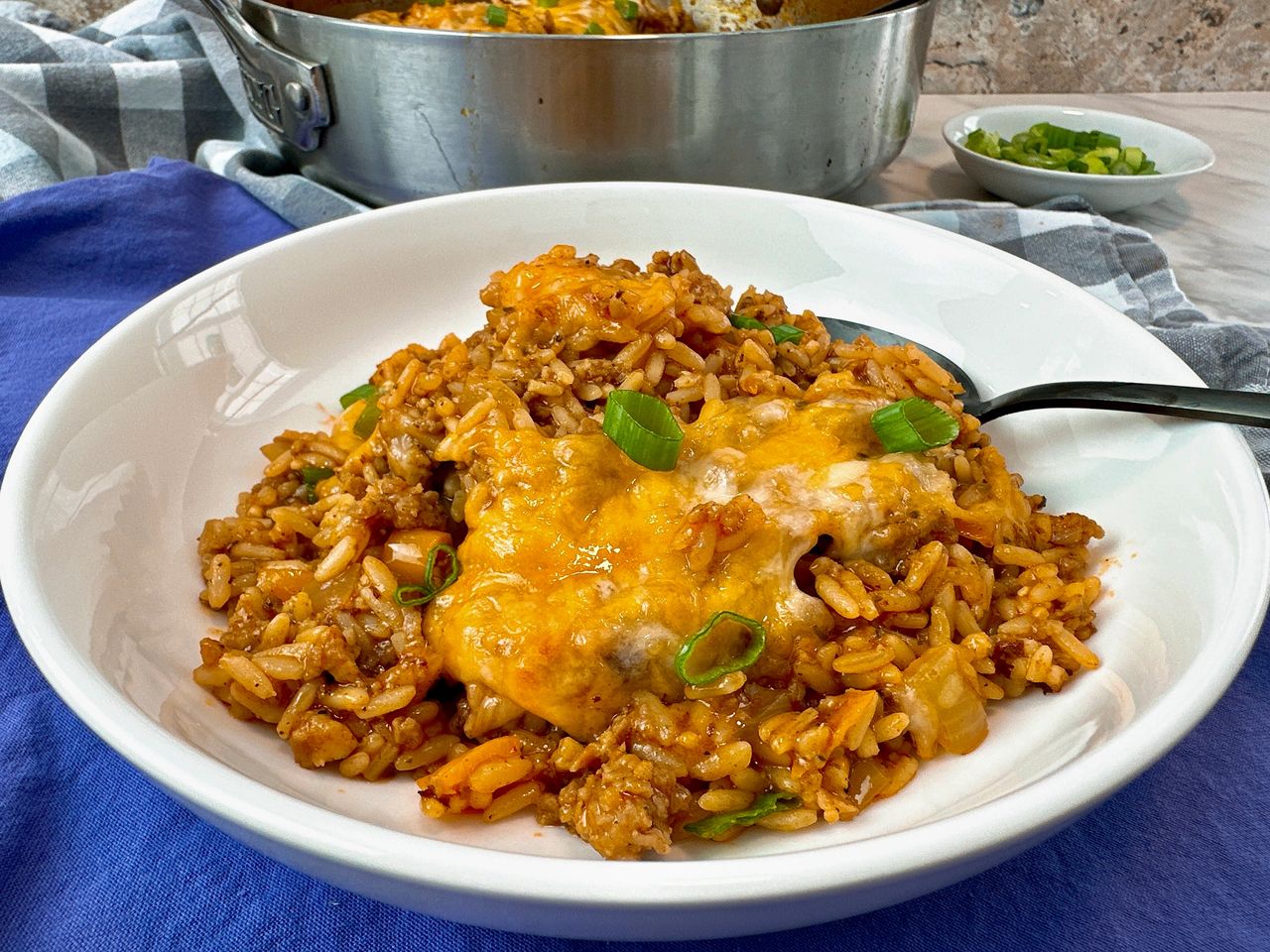 sausage and rice with cheese
