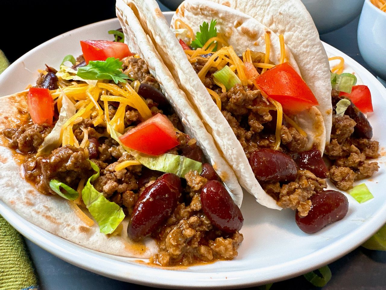 beef and bean street tacos