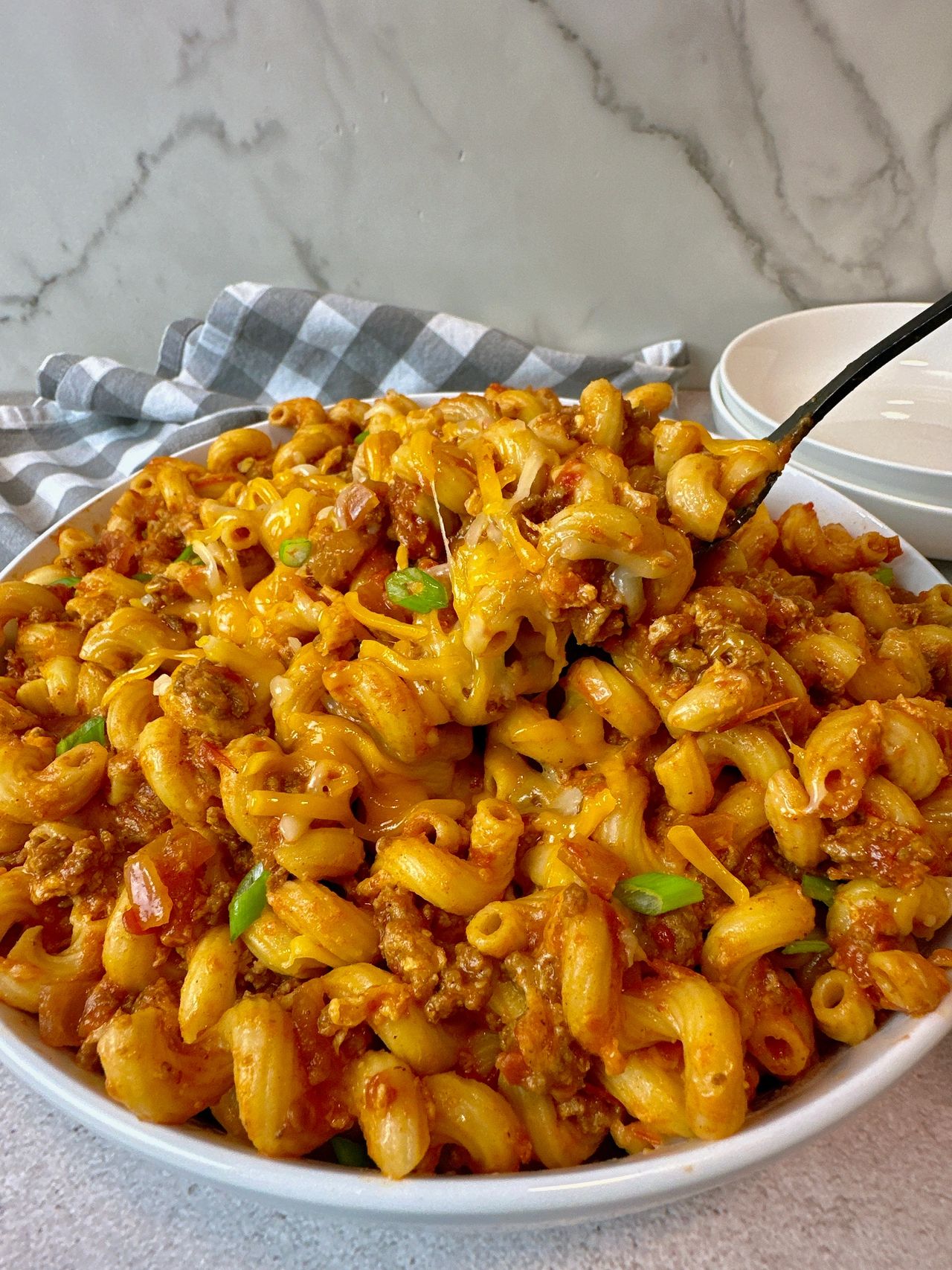 taco beef and pasta in a bowl
