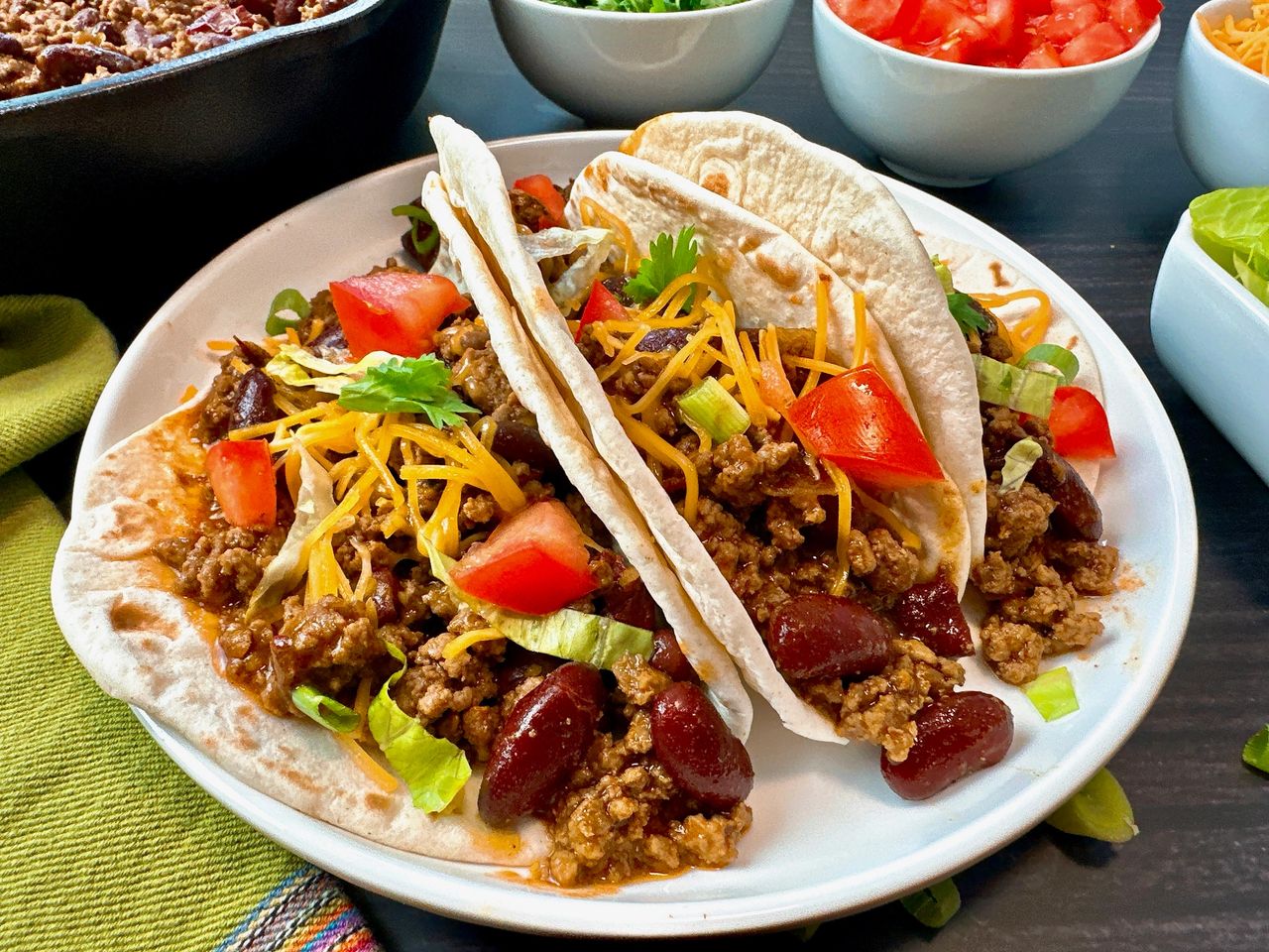 beef and bean street tacos