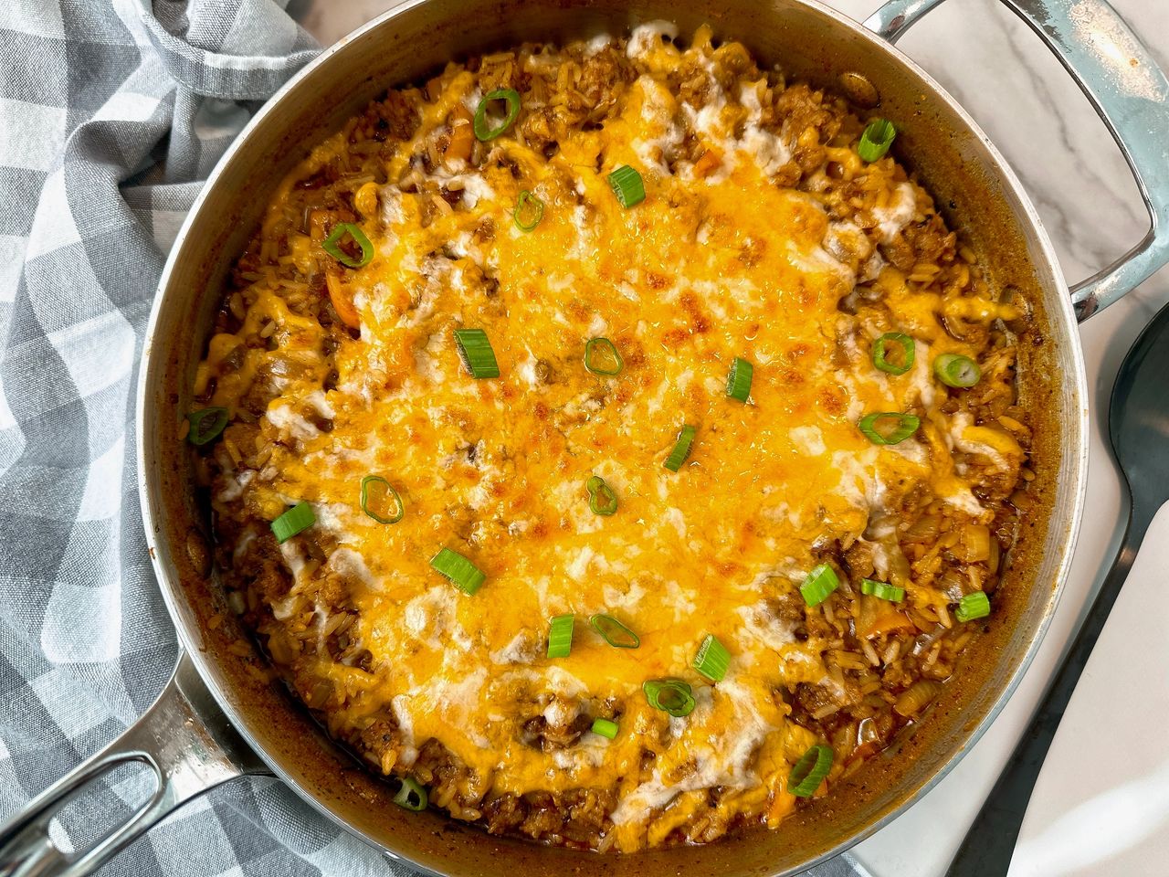 sausage and rice with cheese