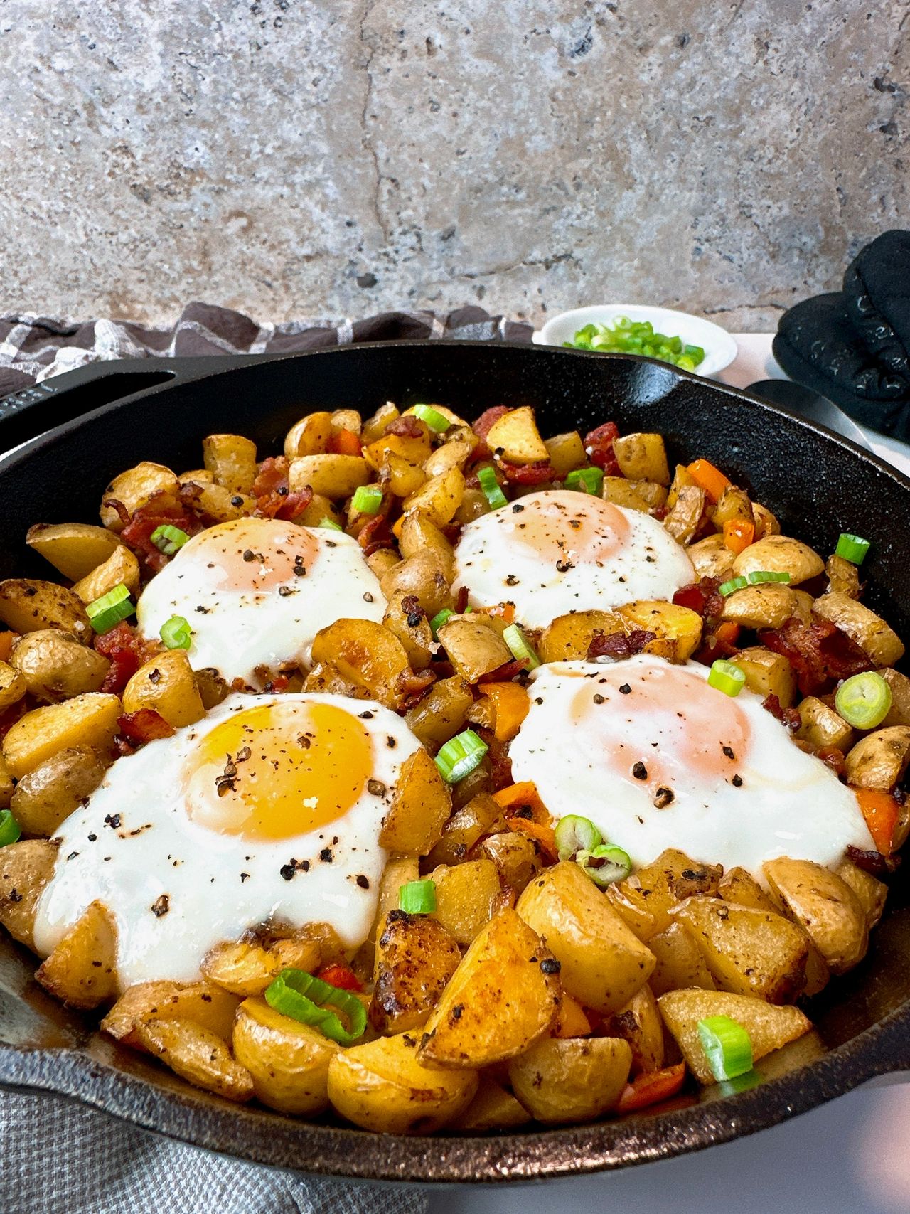 potato hash with baked eggs