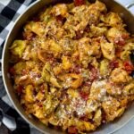 spicy tortellini in a skillet