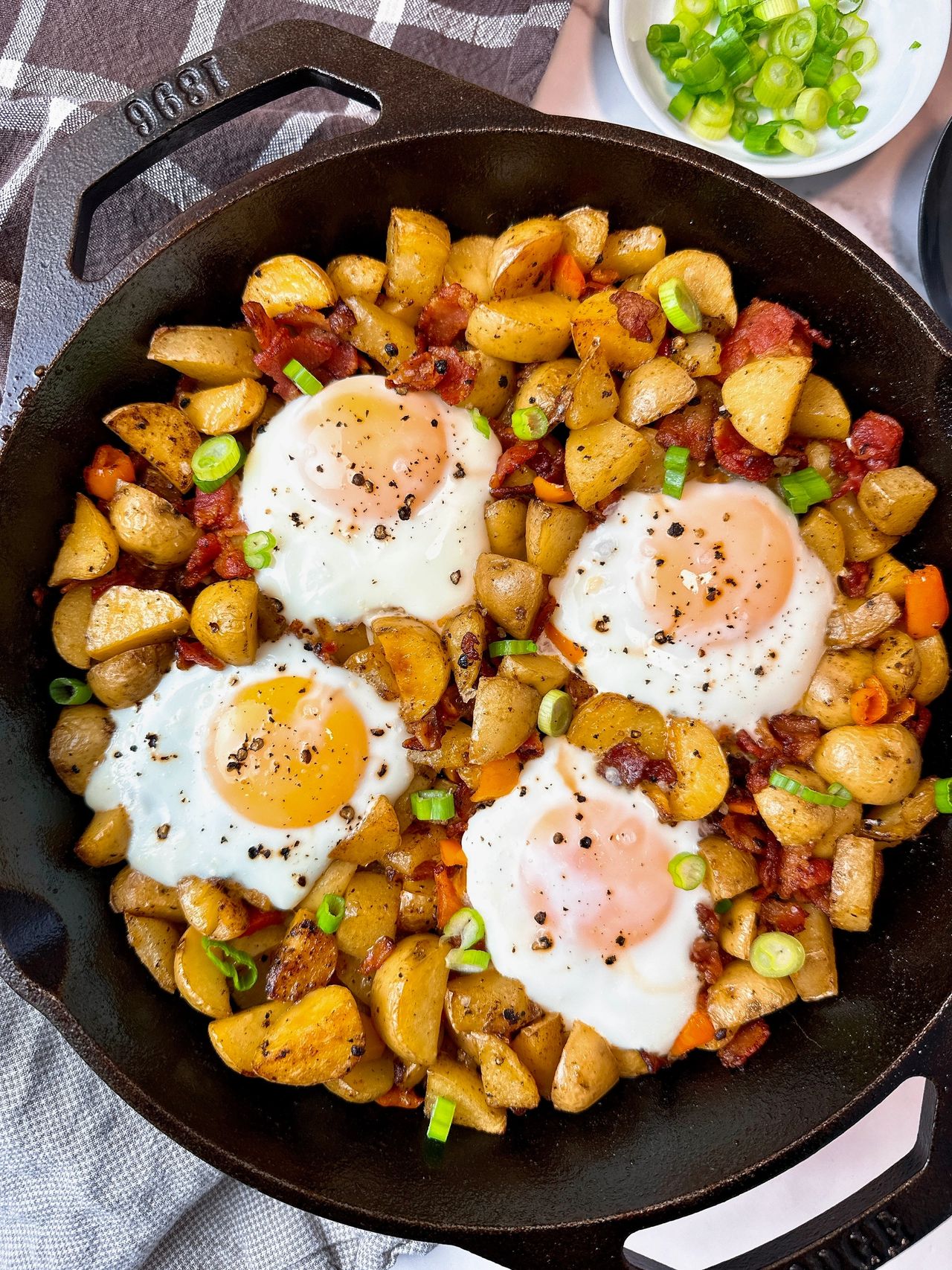 potato hash with baked eggs