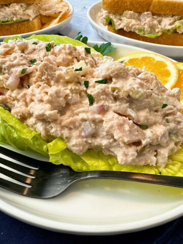 tuna salad on a white plate