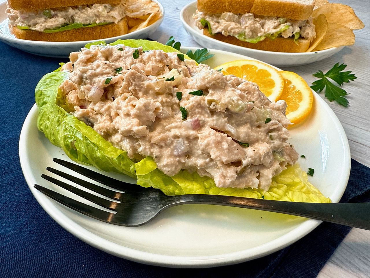 tuna salad on a white plate