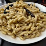 pasta with cream sauce and dried chilies