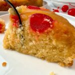 pineapple upside cake on a white plate