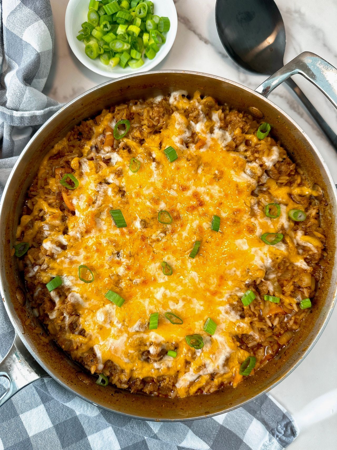 sausage and rice with cheese