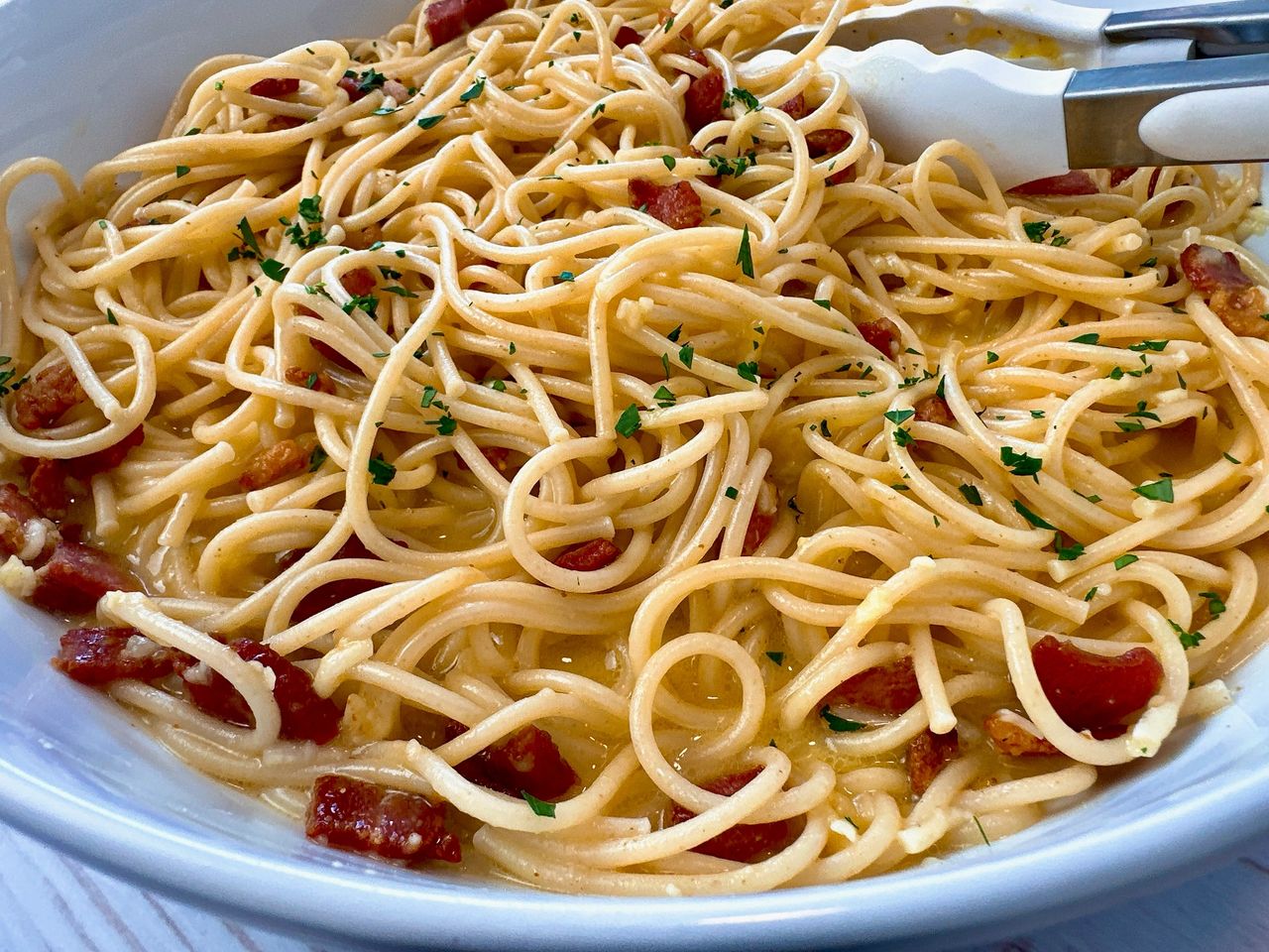 carbonara on a white plate