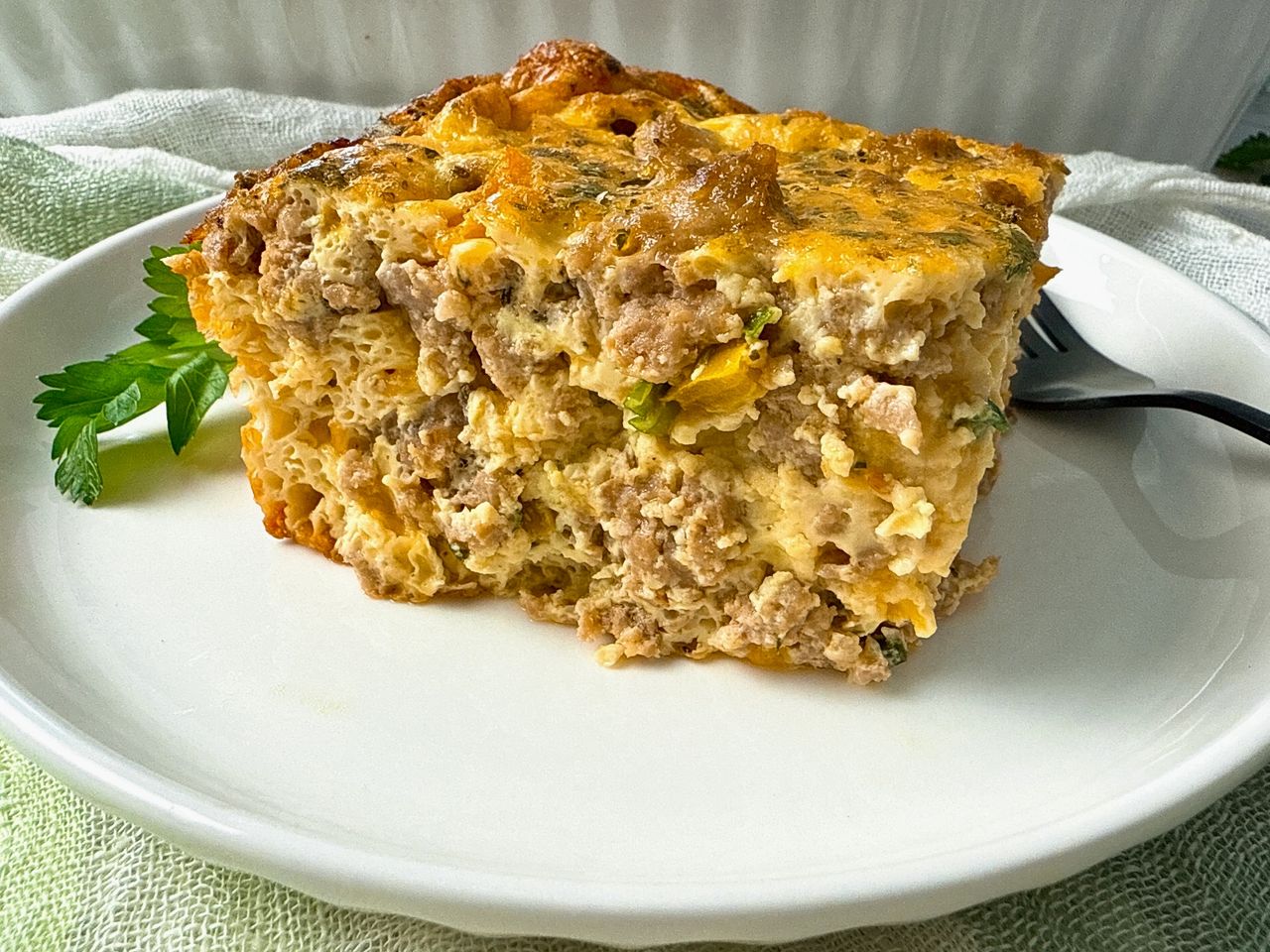 Breakfast Casserole on a white plate