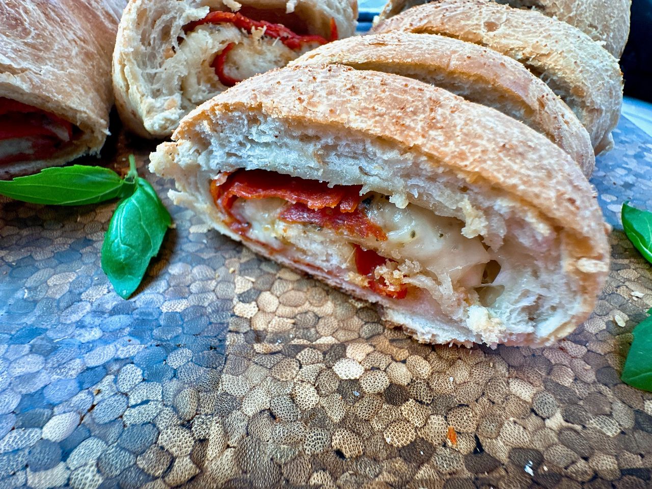 sliced pepperoni bread