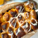 lemon blueberry pull apart in a loaf pan