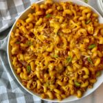 taco beef and pasta in a white bowl