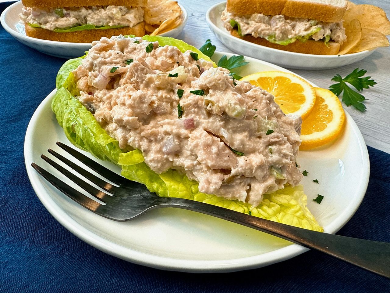 tuna salad on a white plate