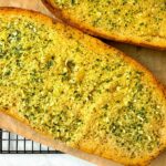 garlic bread on parchment paper