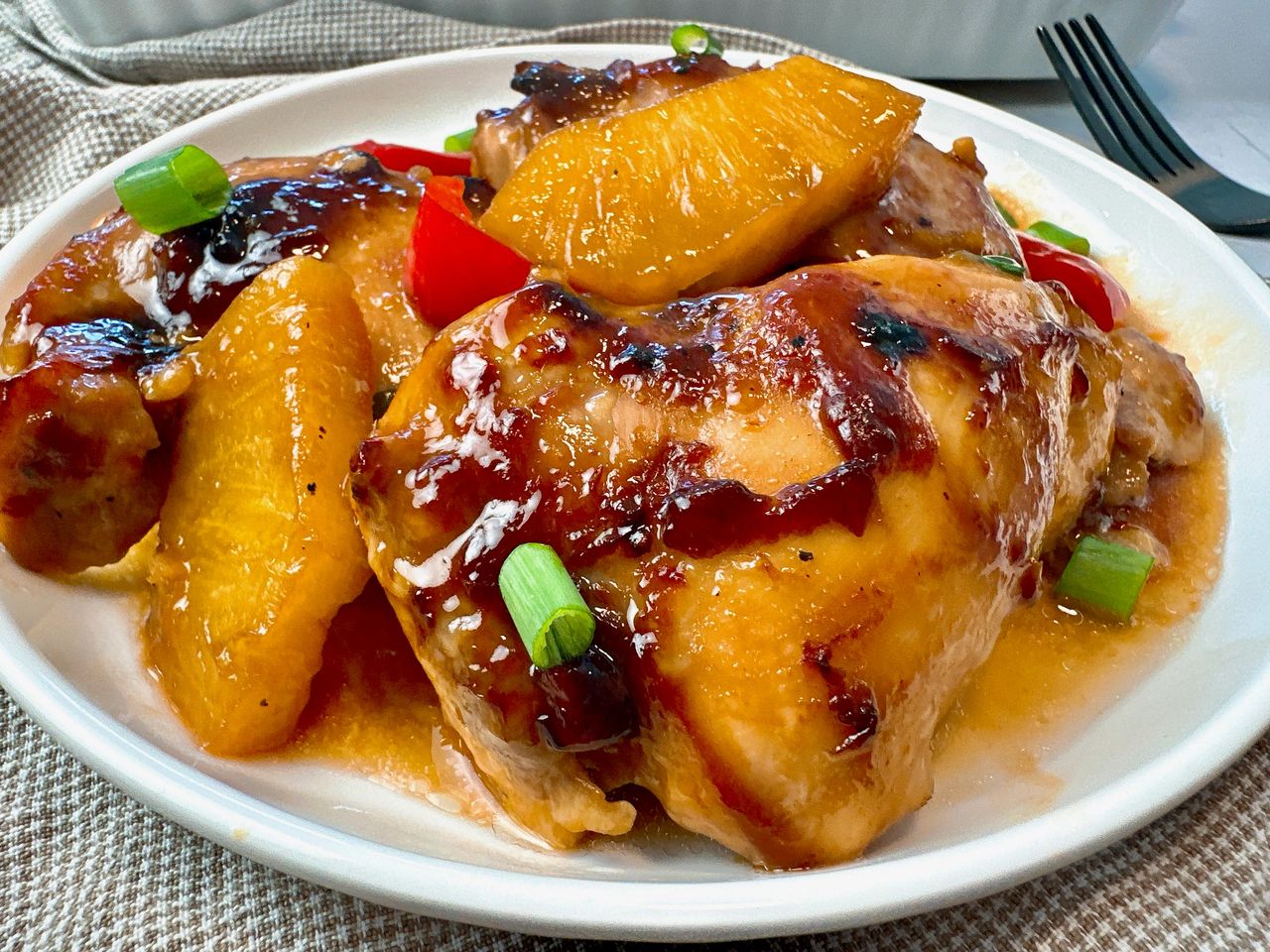 Pineapple Teriyaki Chicken chicken with pineapples in teriyaki sauce