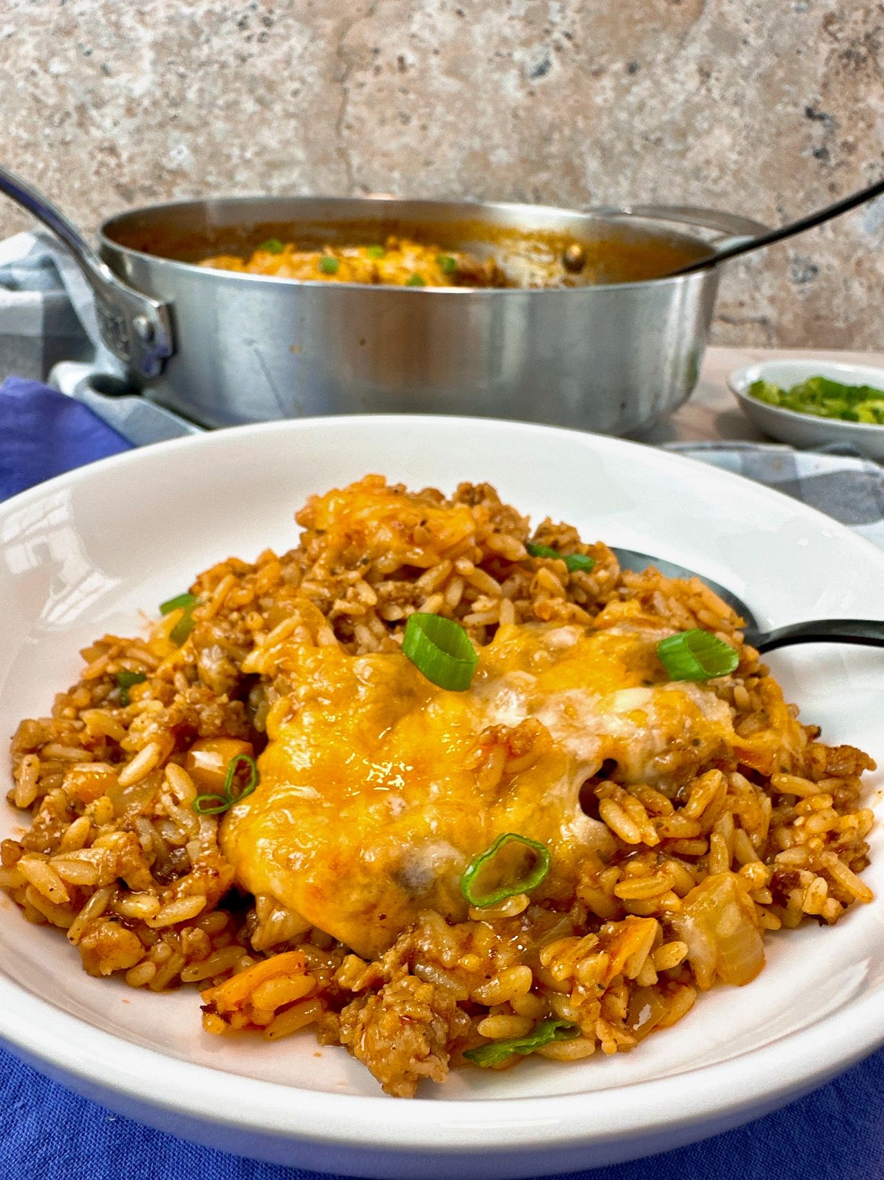 sausage and rice with cheese
