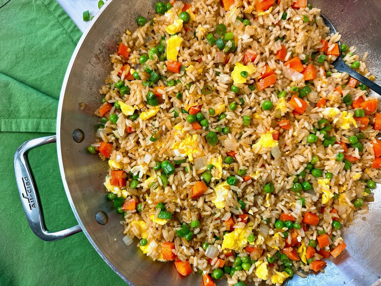 Fried rice in a skillet