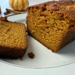 Pumpkin spice loaf on a white plate