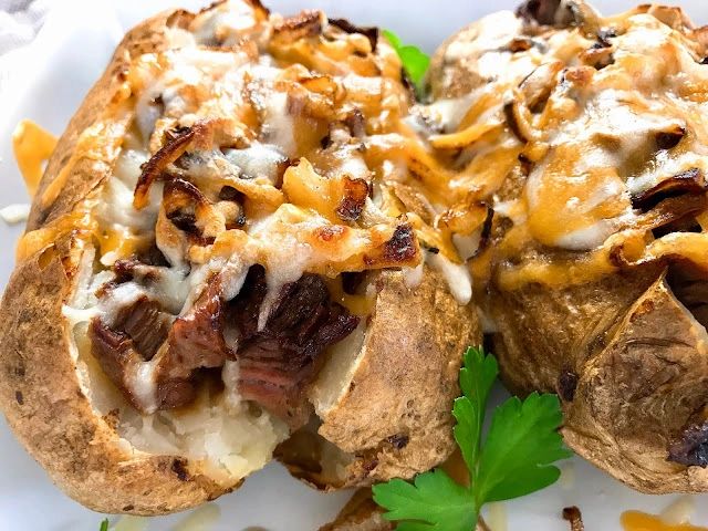 philly cheesesteak baked potatoes