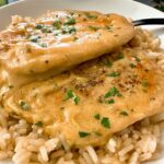 Garlic parmesan chicken over rice